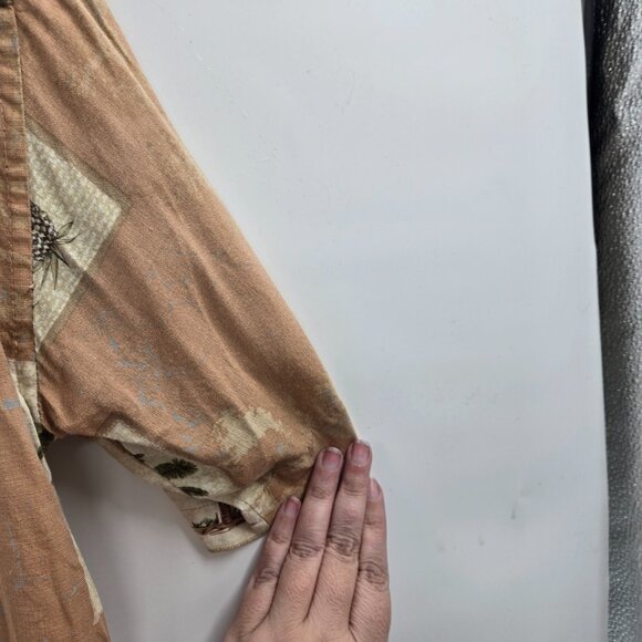 Joe Marlin Orange Peach Palm Tree Button Down Cotton Blend Medium - Picture 7 of 8